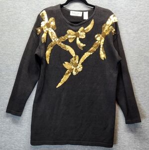 VTG 80s Trimmings knit sweater sequins bows Academia Preppy Cottagecore